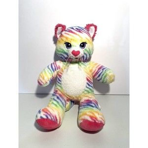 Build A Bear Rainbow Striped KITTY CAT  Plush 17” Stuffed Animal BABW